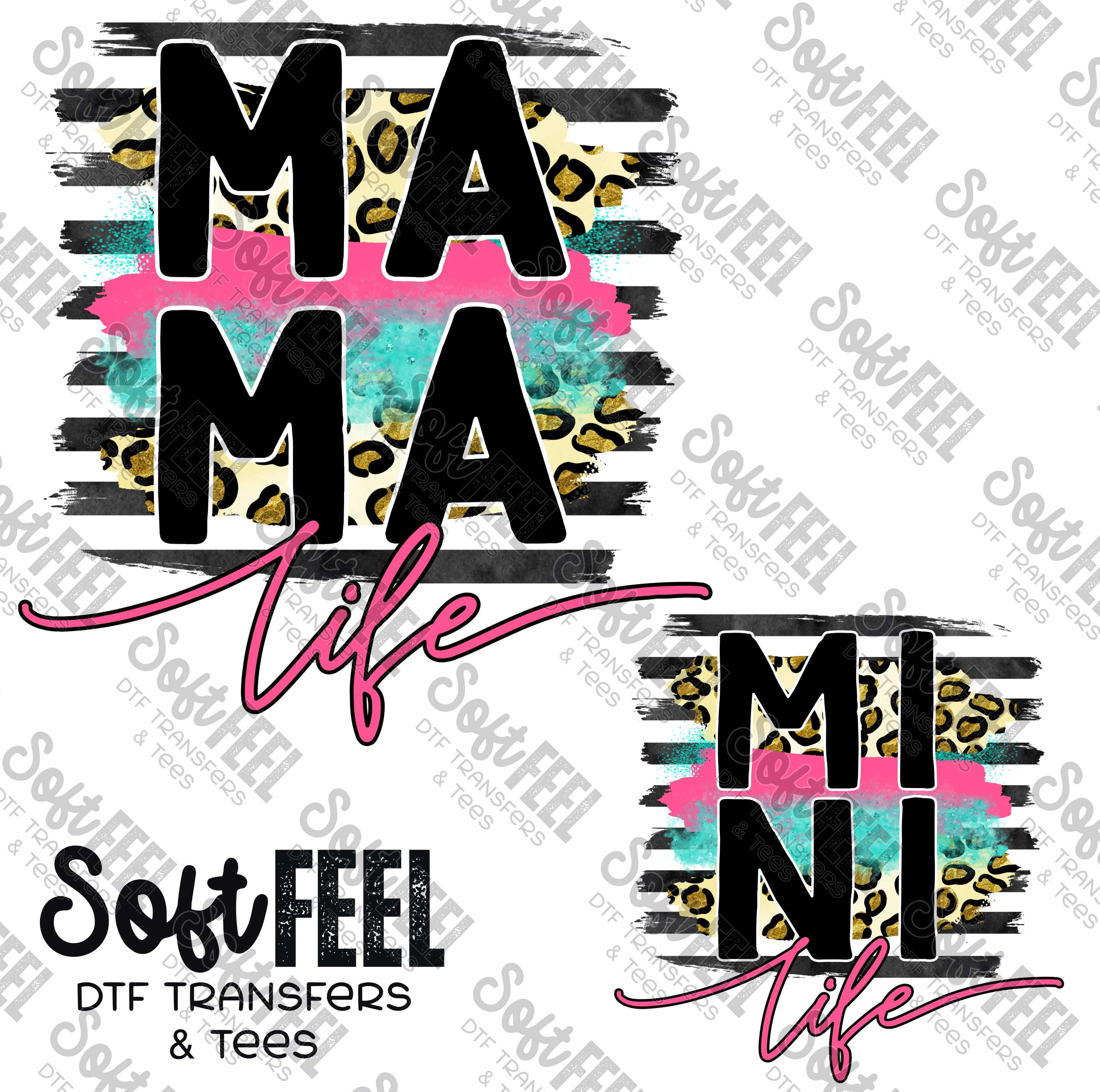 Mama Mini Life Retro - Mama Mini Set / Youth / Women&#39;s - Direct To Film Transfer / DTF - Heat Press Clothing Transfer