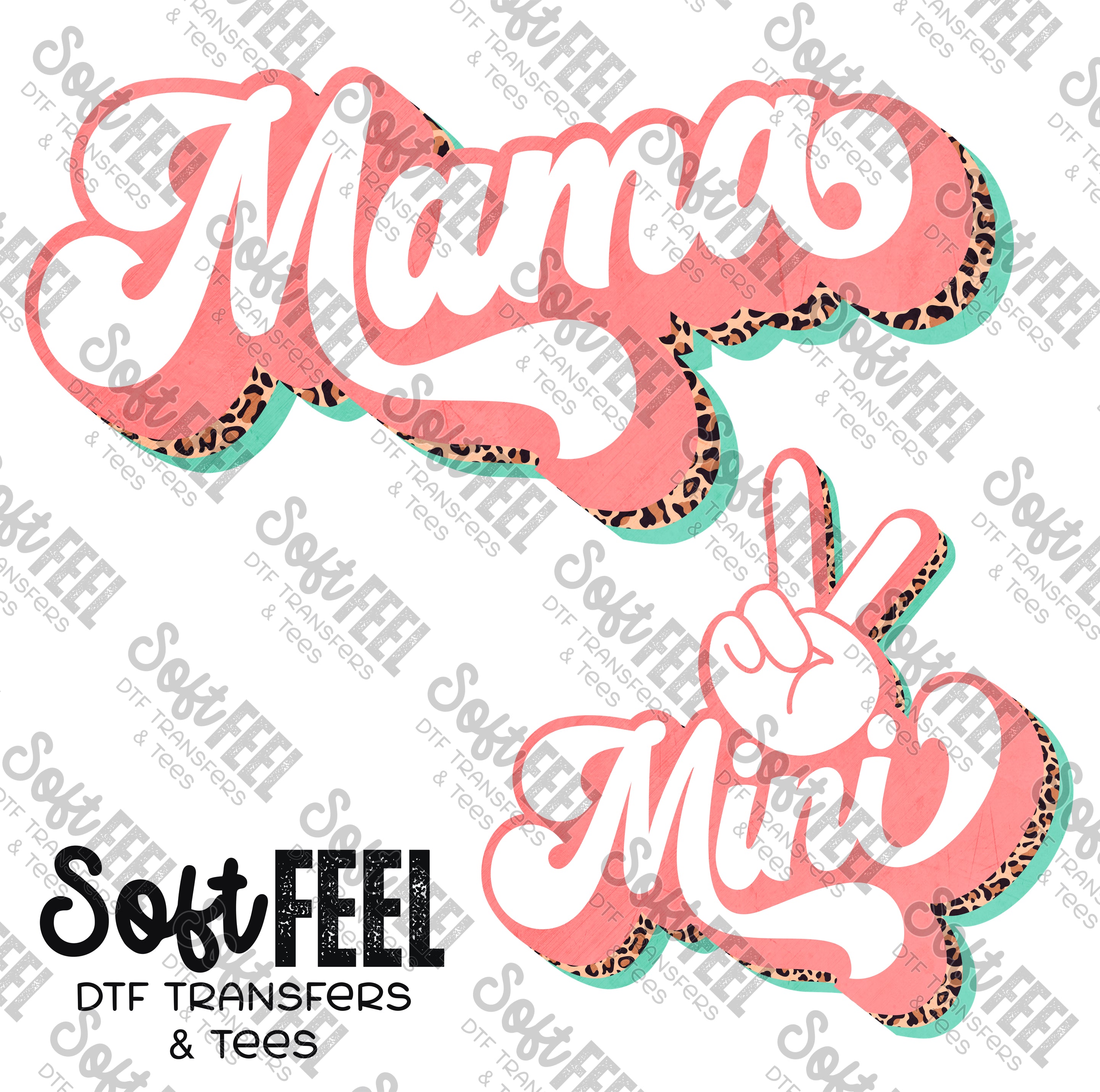 Mama Mini Pink Offset - Mama Mini Set / Youth / Women&#39;s - Direct To Film Transfer / DTF - Heat Press Clothing Transfer