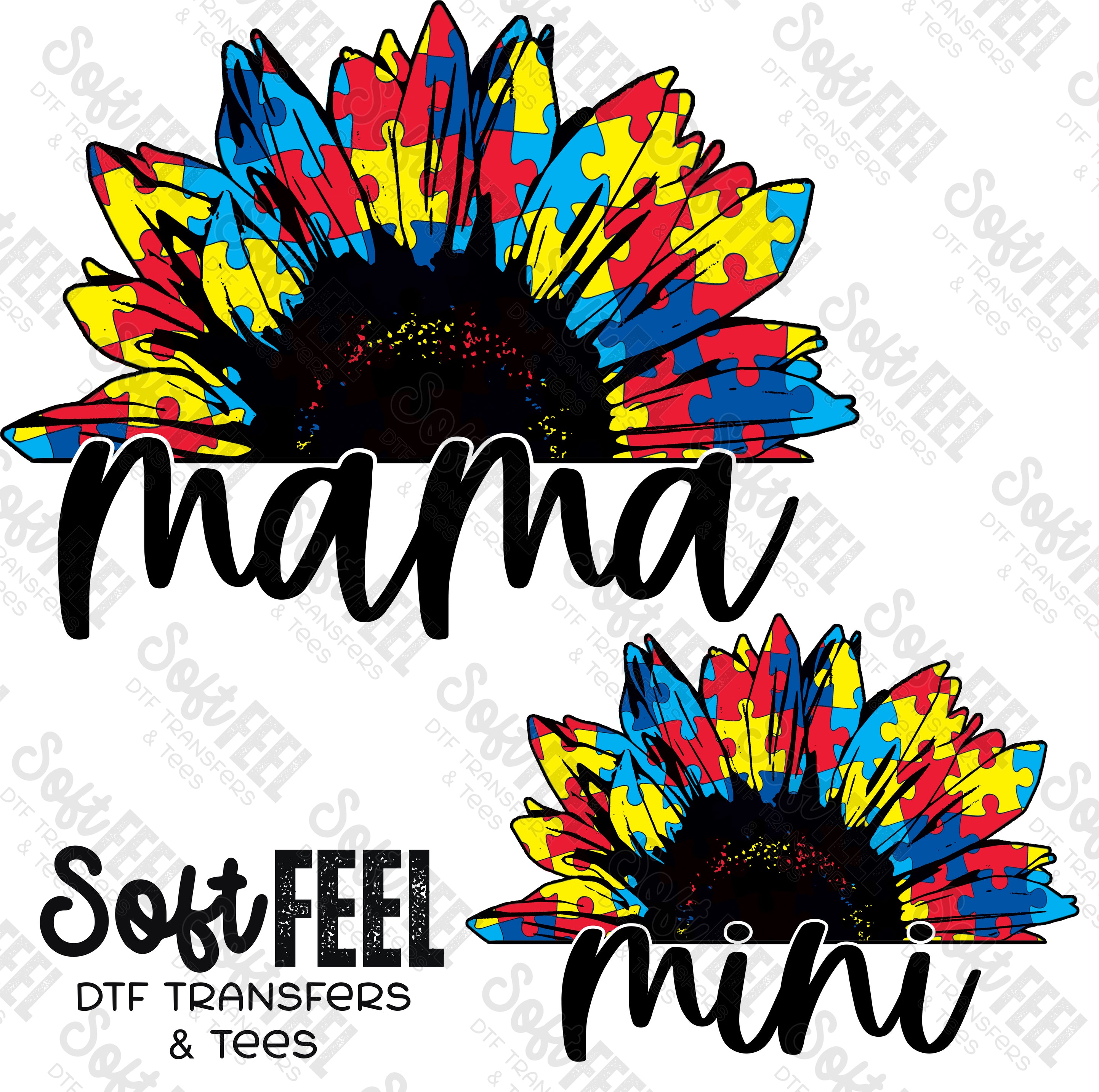 Mama Mini Autism - Mama Mini Set / Youth / Women&#39;s - Direct To Film Transfer / DTF - Heat Press Clothing Transfer