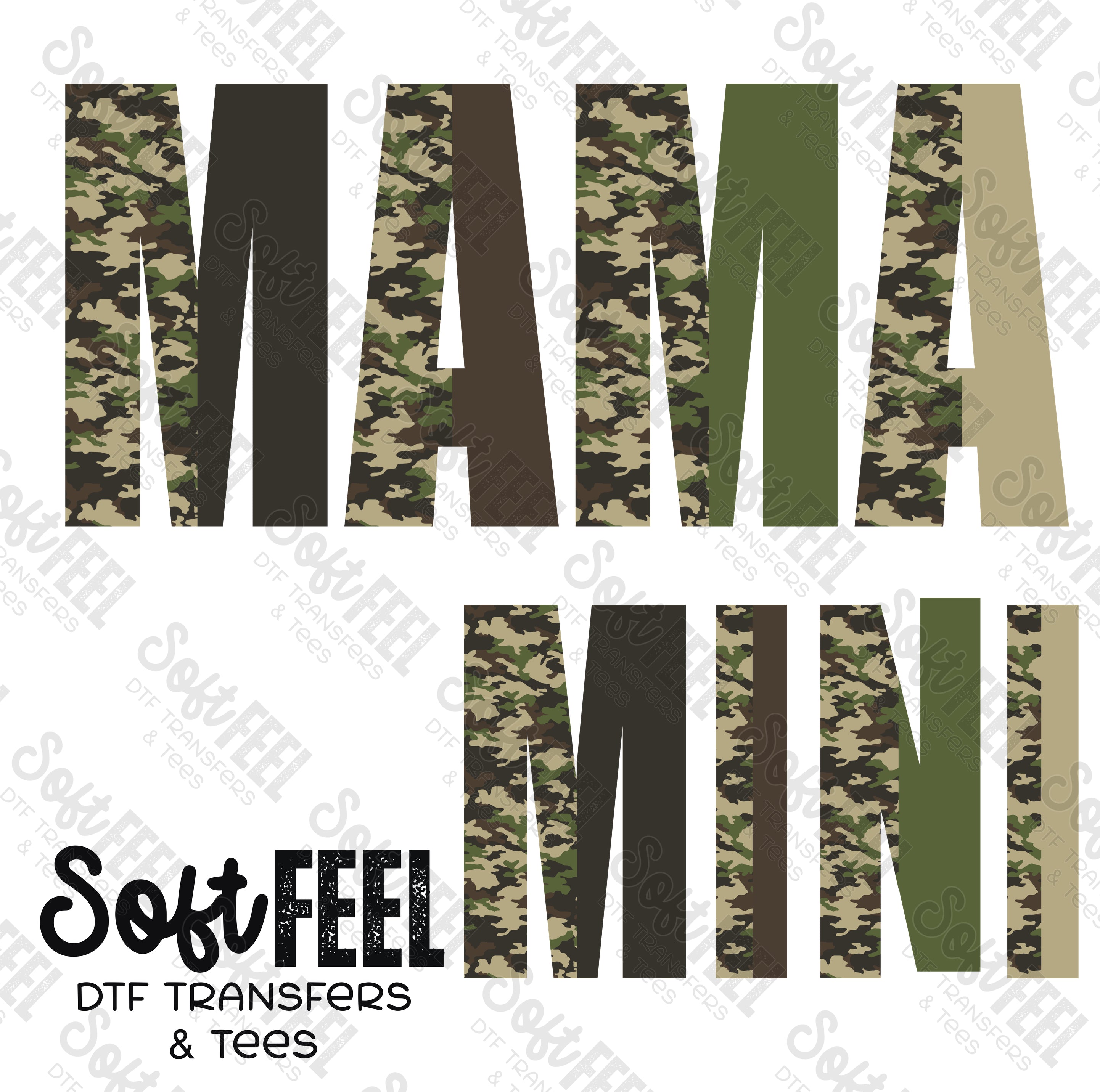 Mama Mini Camo - Mama Mini Set / Youth / Women&#39;s - Direct To Film Transfer / DTF - Heat Press Clothing Transfer