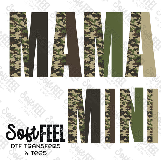 Mama Mini Camo - Mama Mini Set / Youth / Women's - Direct To Film Transfer / DTF - Heat Press Clothing Transfer