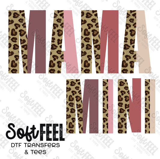 Mama Mini Pinks Leopard - Mama Mini Set / Youth / Women's - Direct To Film Transfer / DTF - Heat Press Clothing Transfer