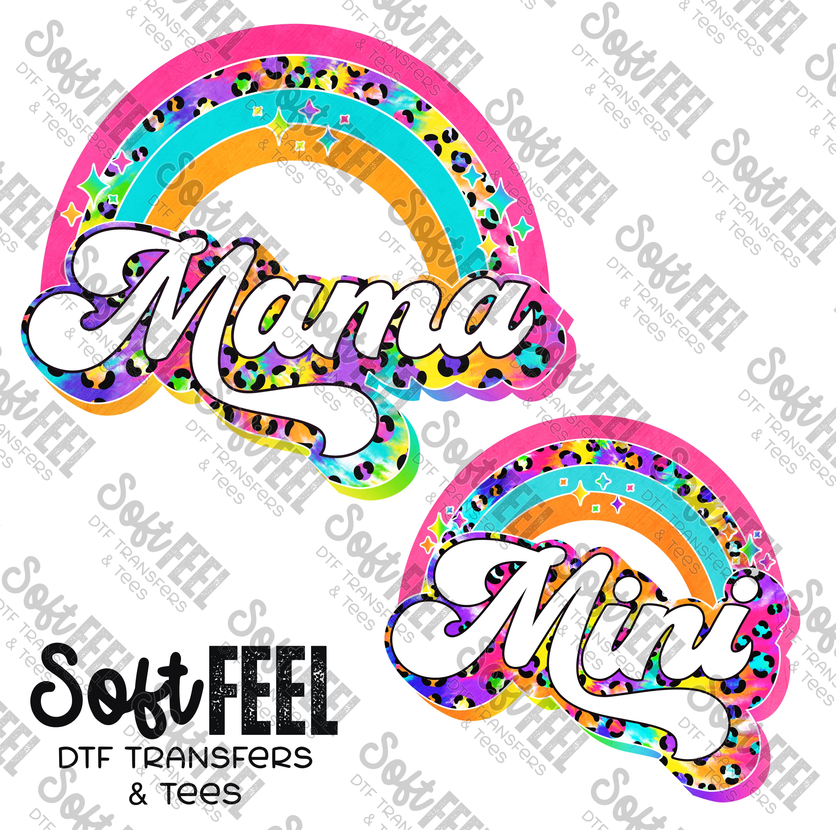 Mama Mini Rainbow - Mama Mini Set / Youth / Women&#39;s - Direct To Film Transfer / DTF - Heat Press Clothing Transfer