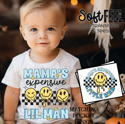 Mama's Expensive Lil Man - Youth - Direct To Film Transfer / DTF - Heat Press Clothing Transfer