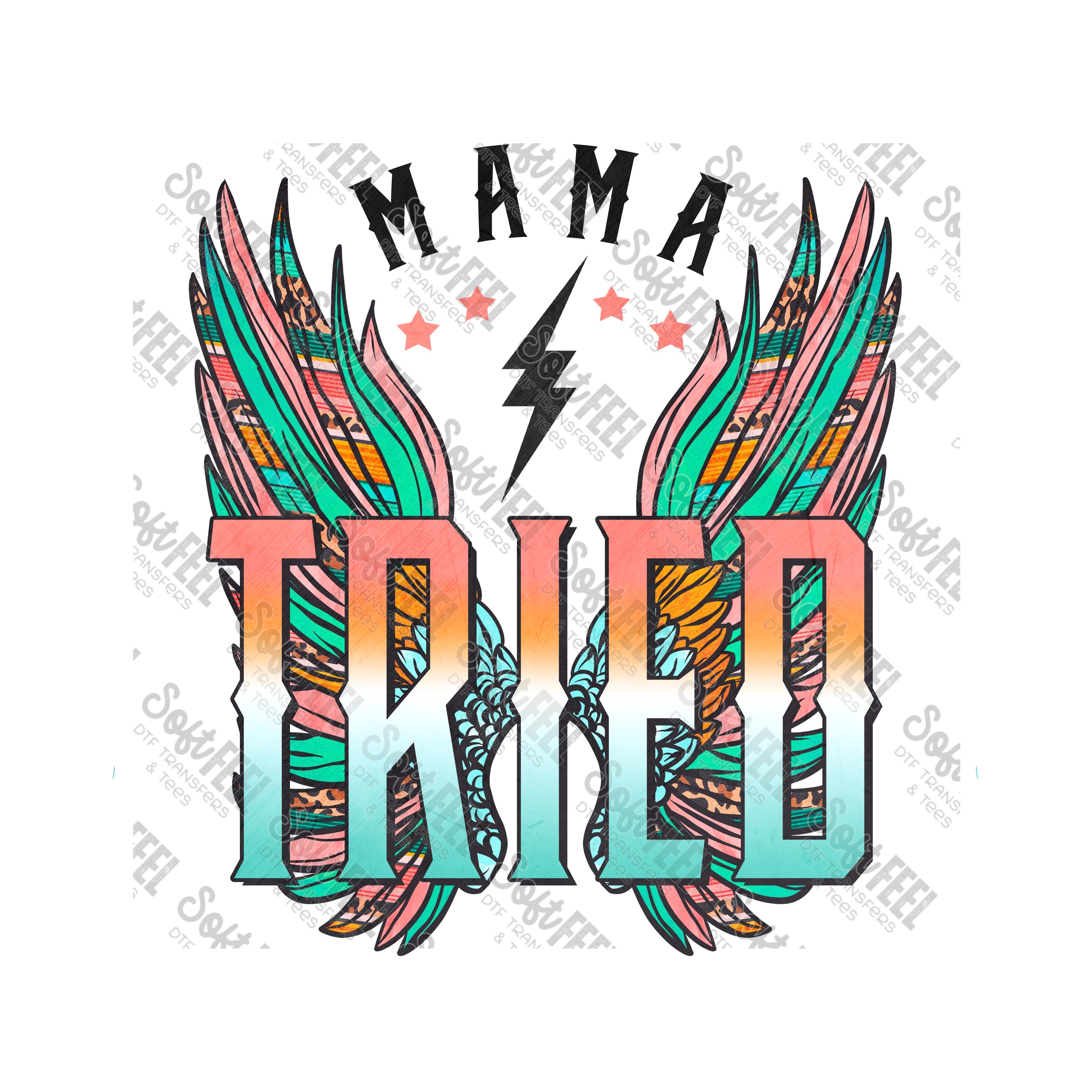 Mama Tried Wings Retro - Women&#39;s / Retro - Direct To Film Transfer / DTF - Heat Press Clothing Transfer