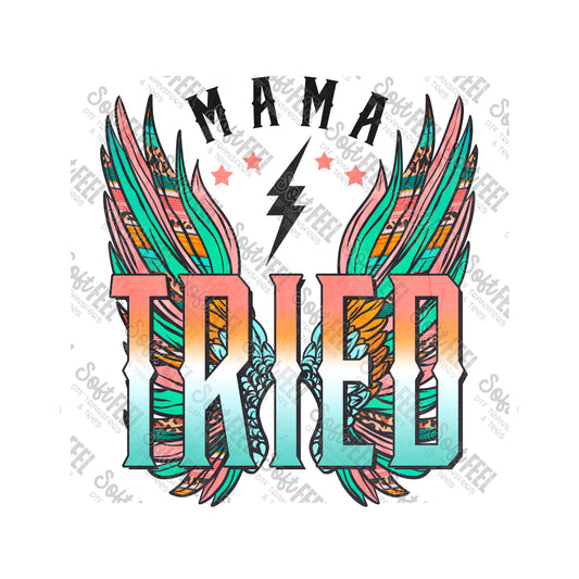 Mama Tried Wings Retro - Women's / Retro - Direct To Film Transfer / DTF - Heat Press Clothing Transfer