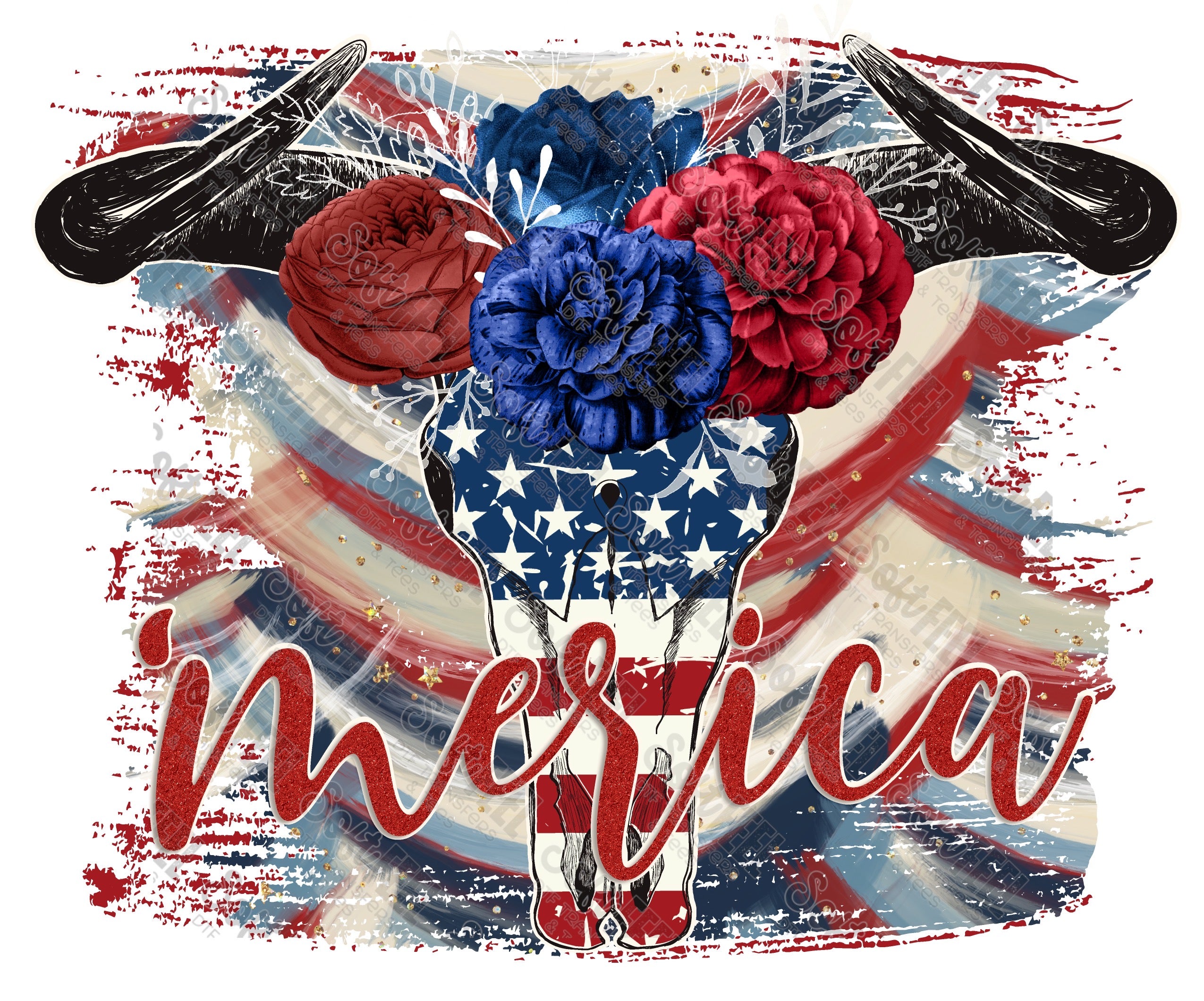 Merica - Women&#39;s / Patriotic / Country Western - Direct To Film Transfer / DTF - Heat Press Clothing Transfer