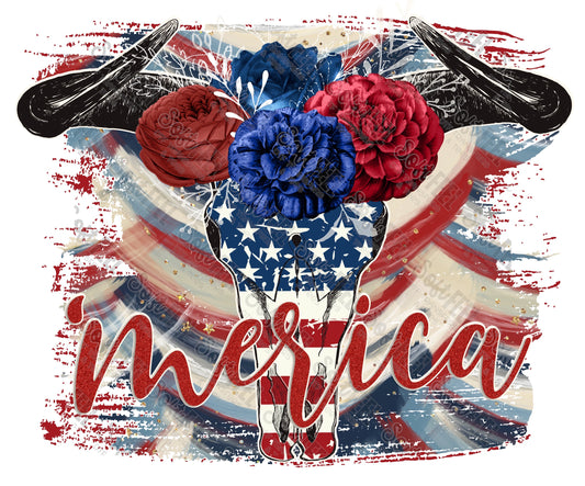 Merica - Women's / Patriotic / Country Western - Direct To Film Transfer / DTF - Heat Press Clothing Transfer