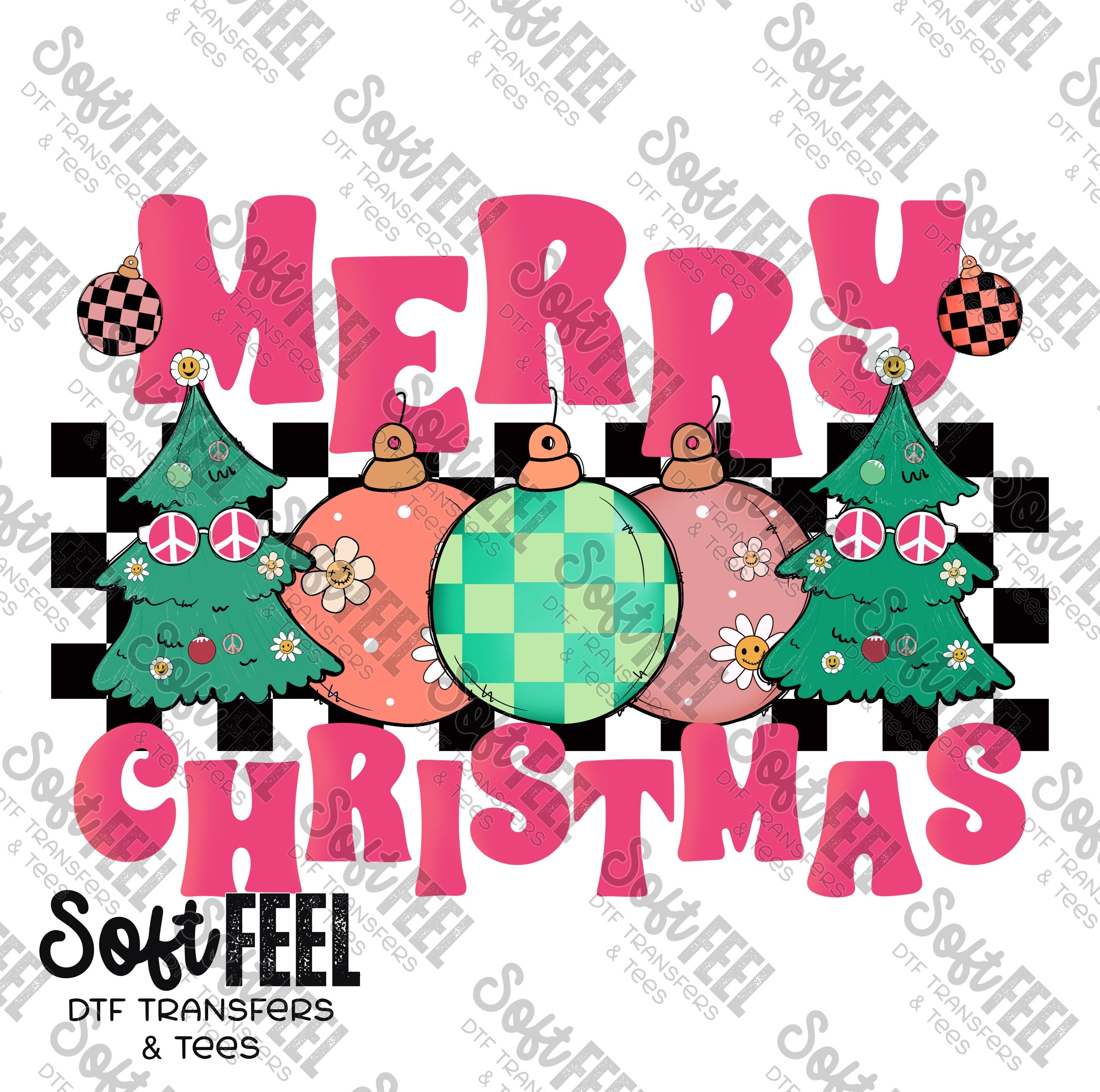 Merry Christmas - Retro / Christmas - Direct To Film Transfer / DTF - Heat Press Clothing Transfer