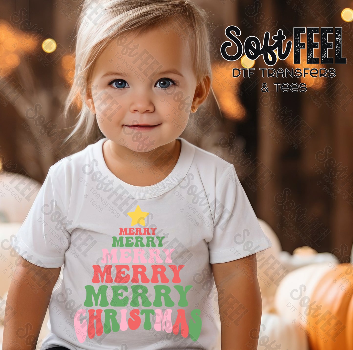 Merry Christmas - Youth - Direct To Film Transfer / DTF - Heat Press Clothing Transfer