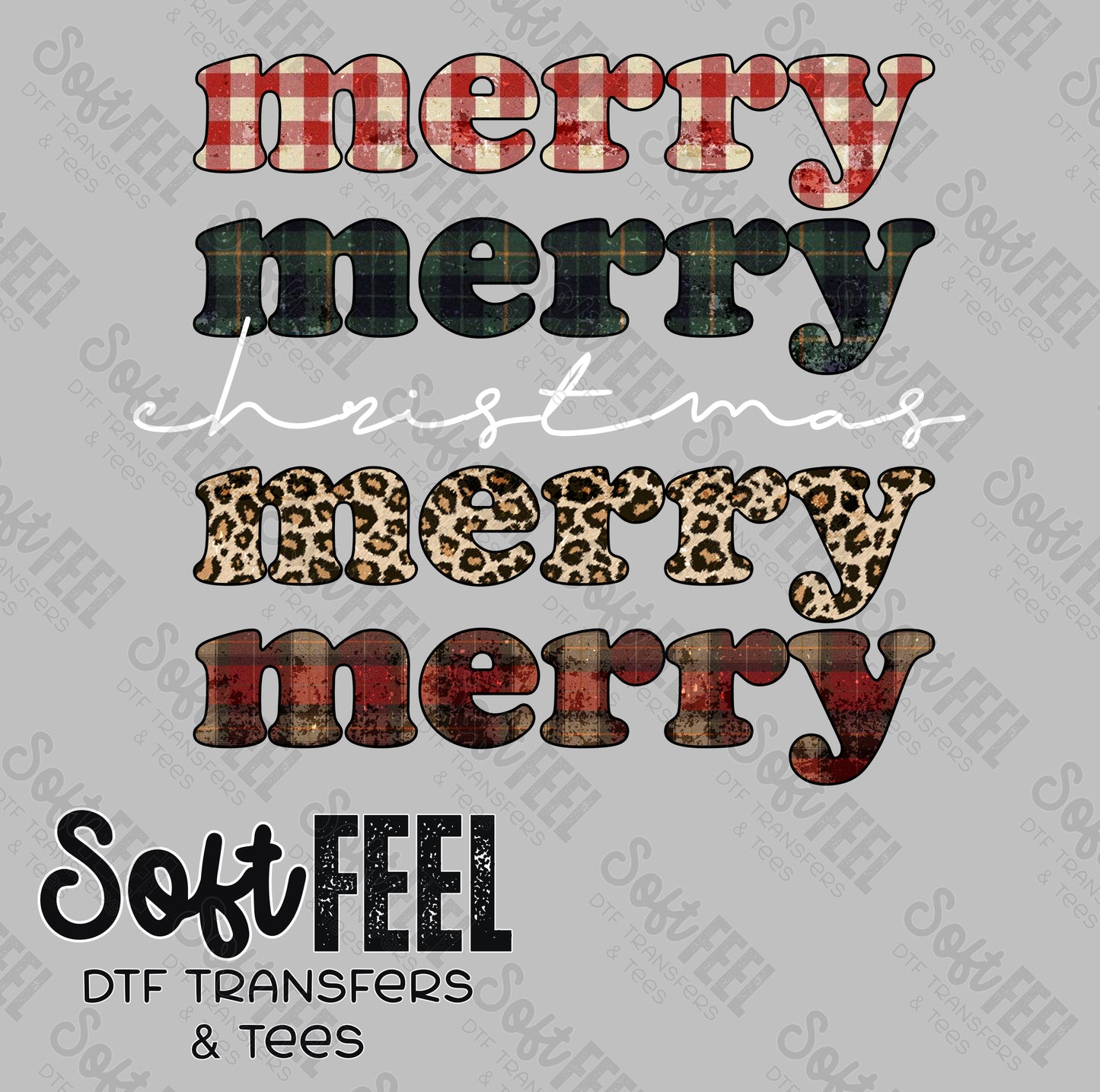 Merry Merry Merry Christmas - Christmas - Direct To Film Transfer / DTF - Heat Press Clothing Transfer