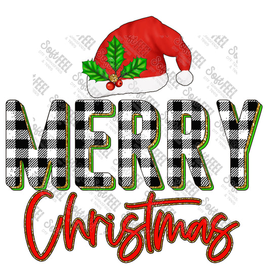 Merry Christmas Plaid Glitter - Christmas - Direct To Film Transfer / DTF - Heat Press Clothing Transfer