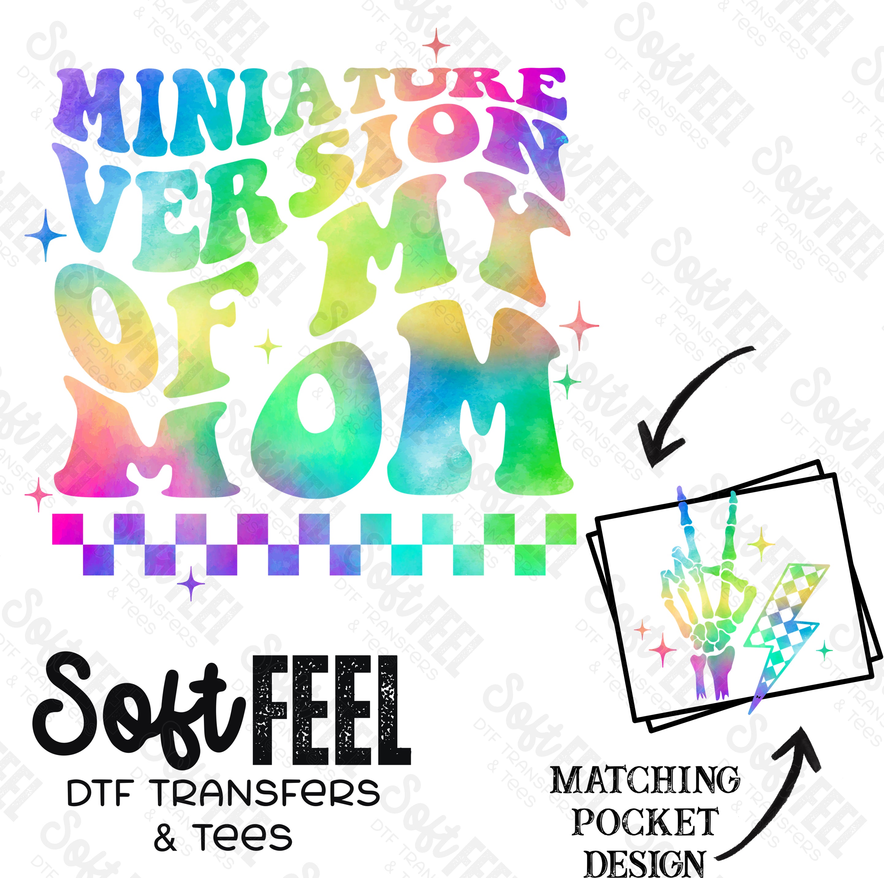 Miniature Version Of My Mom Retro Wavy Font - Youth - Direct To Film Transfer / DTF - Heat Press Clothing Transfer