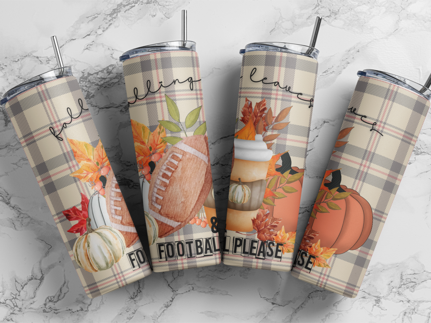 Falling Leaves And Football Please - Sublimation or Waterslide Wrap - 20oz and 30oz