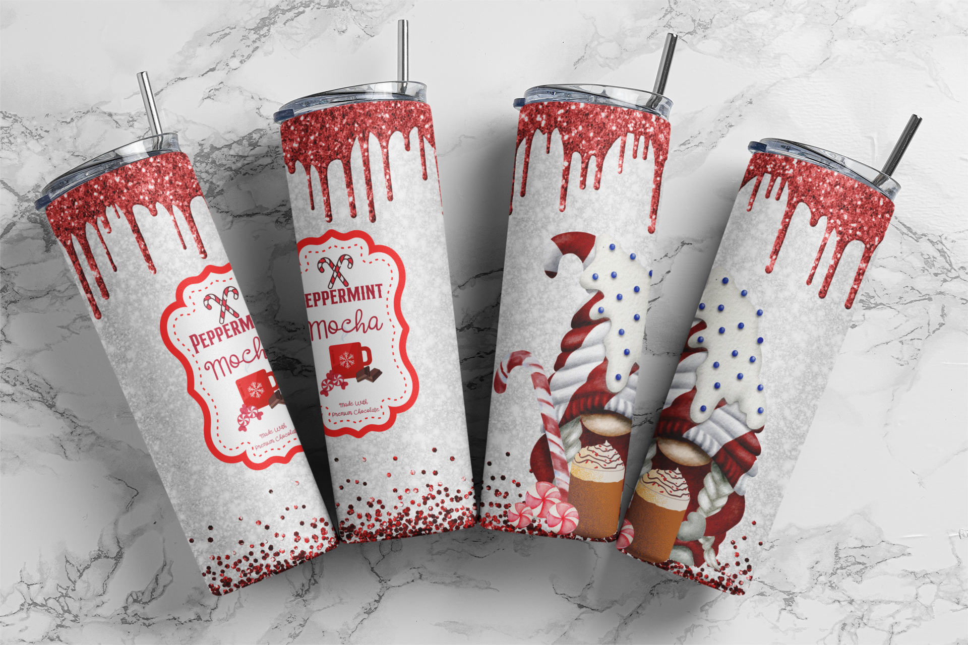 Peppermint Mocha - Sublimation or Waterslide Wrap - 20oz and 30oz