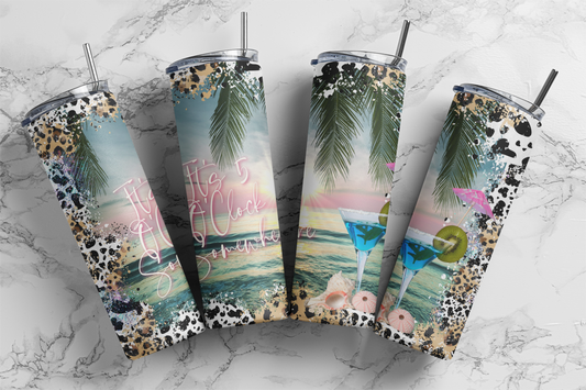 5 Oclock Somewhere Beach - Summer - Sublimation or Waterslide Wrap - 20oz and 30oz