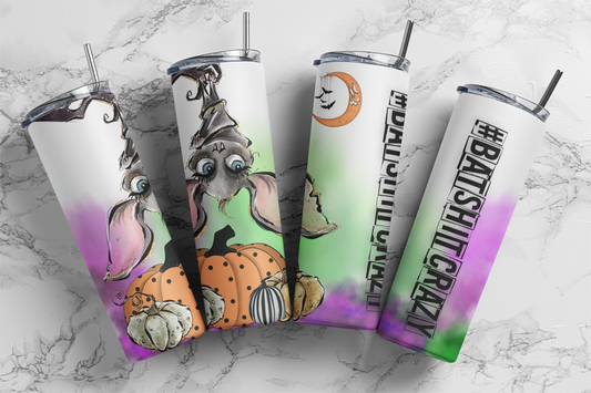 Bat Shit Crazy - Halloween - Sublimation or Waterslide Wrap - 20oz and 30oz