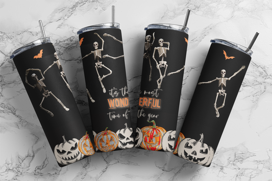 Most wonderful time of the year dancing skeletons - Halloween - Sublimation or Waterslide Wrap - 20oz and 30oz