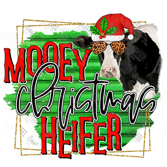 Mooey Christmas Heifer - Christmas / Country Western - Direct To Film Transfer / DTF - Heat Press Clothing Transfer