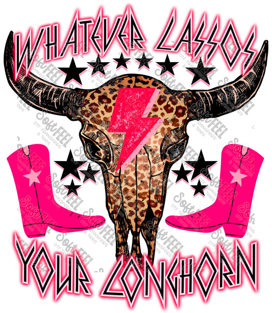 Neon Lasso Your Longhorn - Country Western / Women's - Direct To Film Transfer / DTF - Heat Press Clothing Transfer