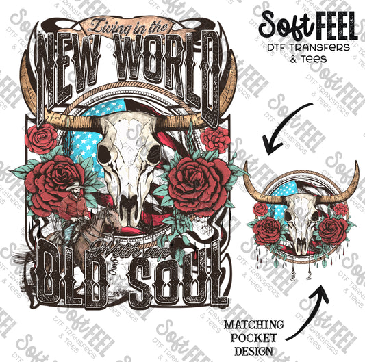 New World Old Soul Roses - Country Western / Political / Music - Direct To Film Transfer / DTF - Heat Press Clothing Transfer