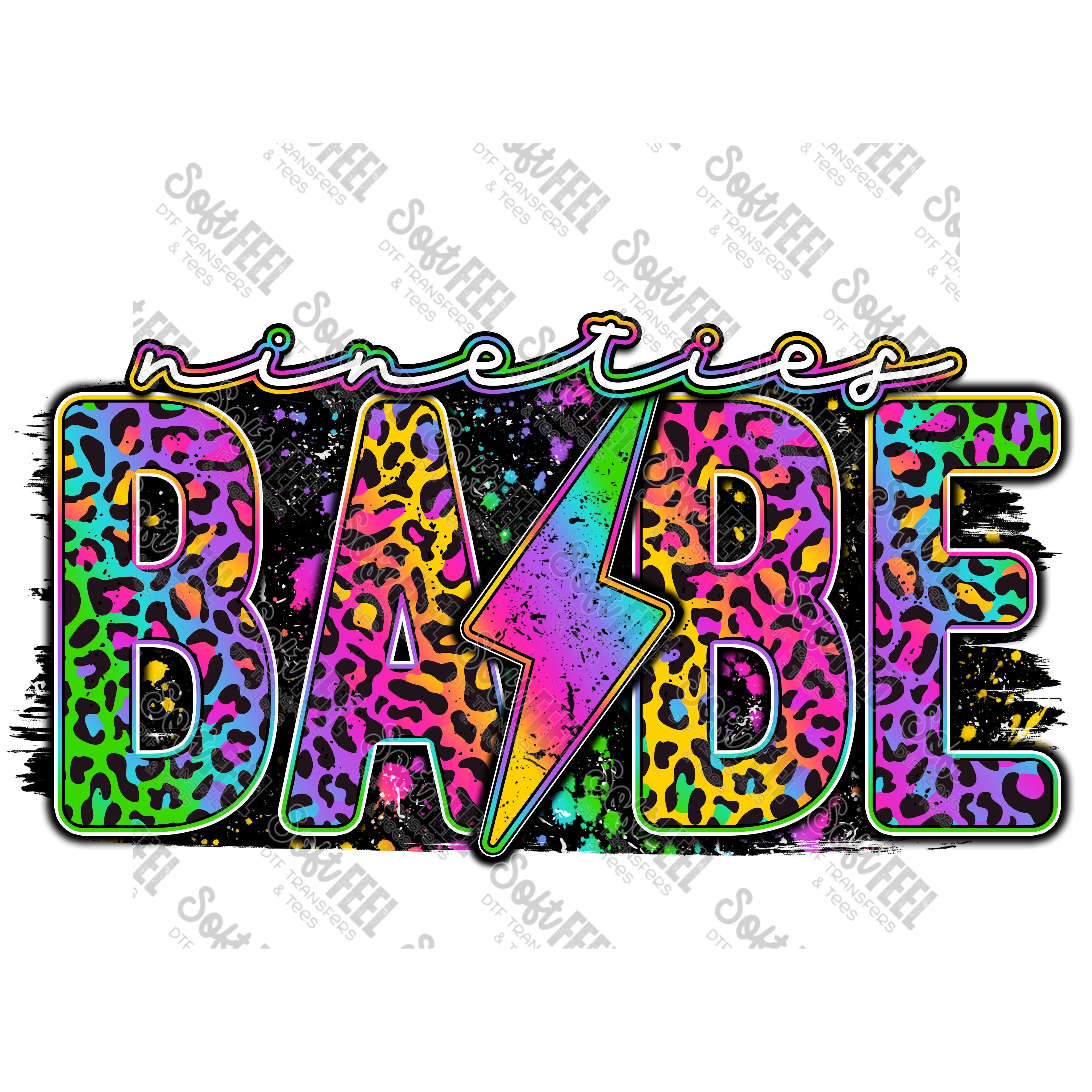 nineties babe rainbow leopard - Women&#39;s / Retro - Direct To Film Transfer / DTF - Heat Press Clothing Transfer