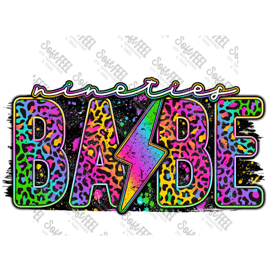 nineties babe rainbow leopard - Women's / Retro - Direct To Film Transfer / DTF - Heat Press Clothing Transfer