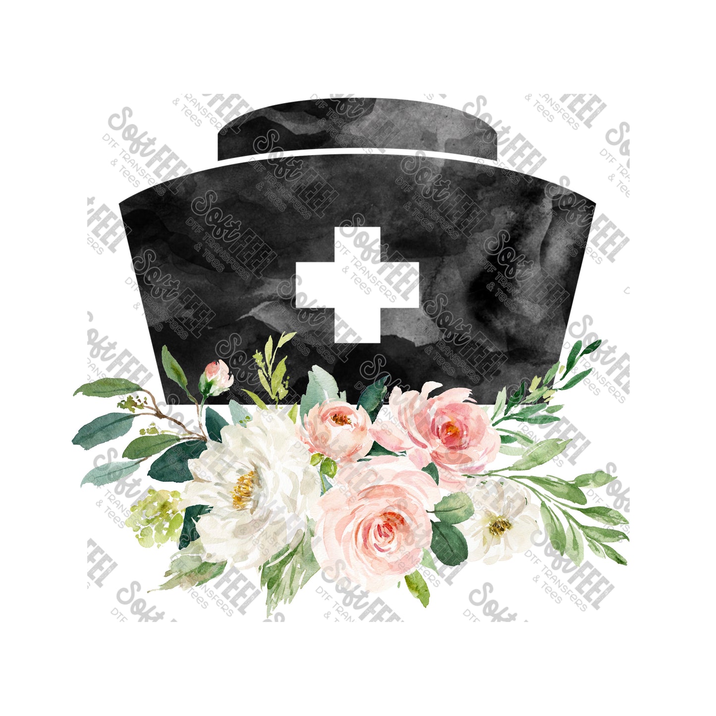 Nurse Floral - Occupations / Nursing - Direct To Film Transfer / DTF - Heat Press Clothing Transfer