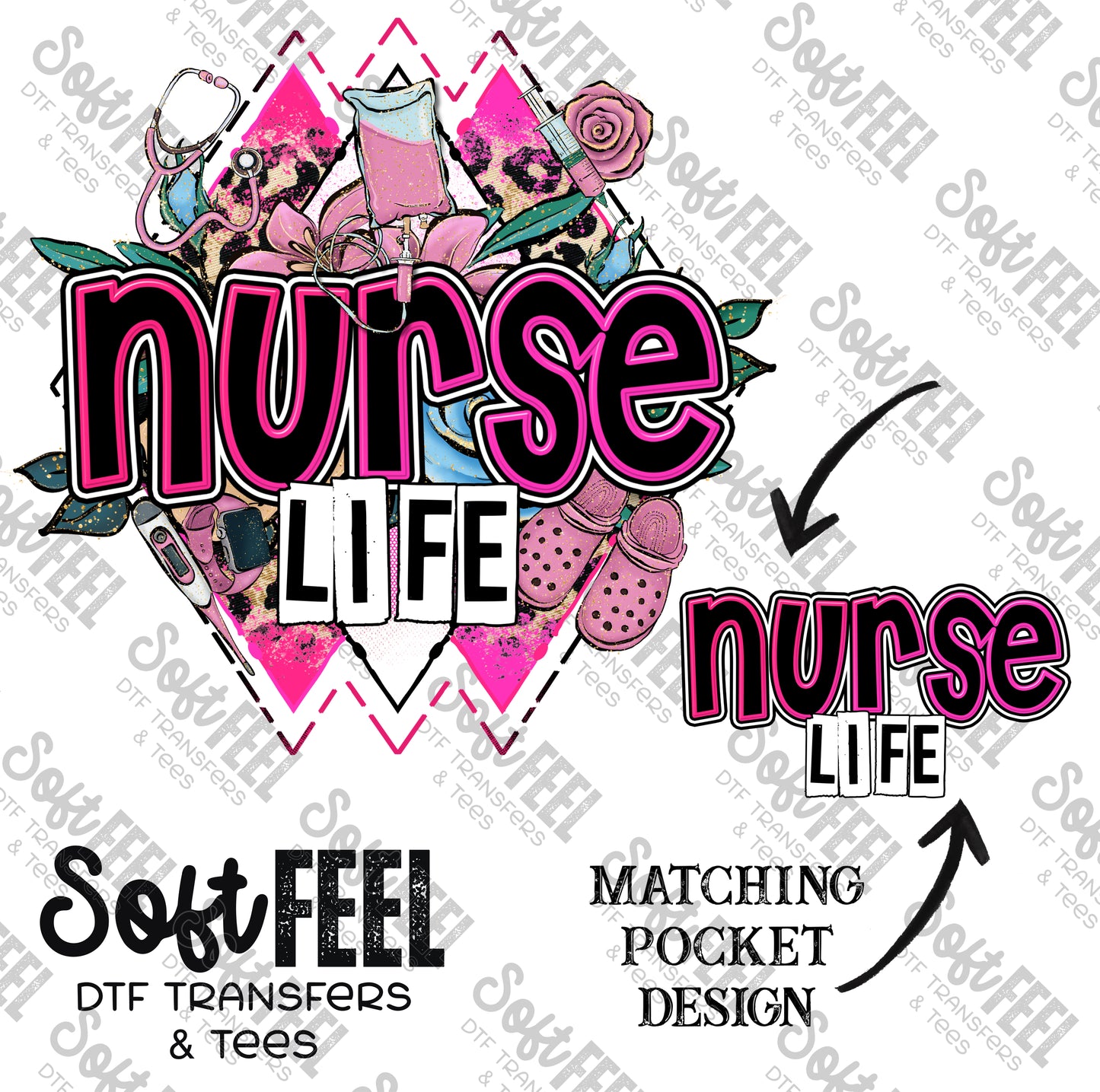 Nurse Life Pink - Nurse - Direct To Film Transfer / DTF - Heat Press Clothing Transfer