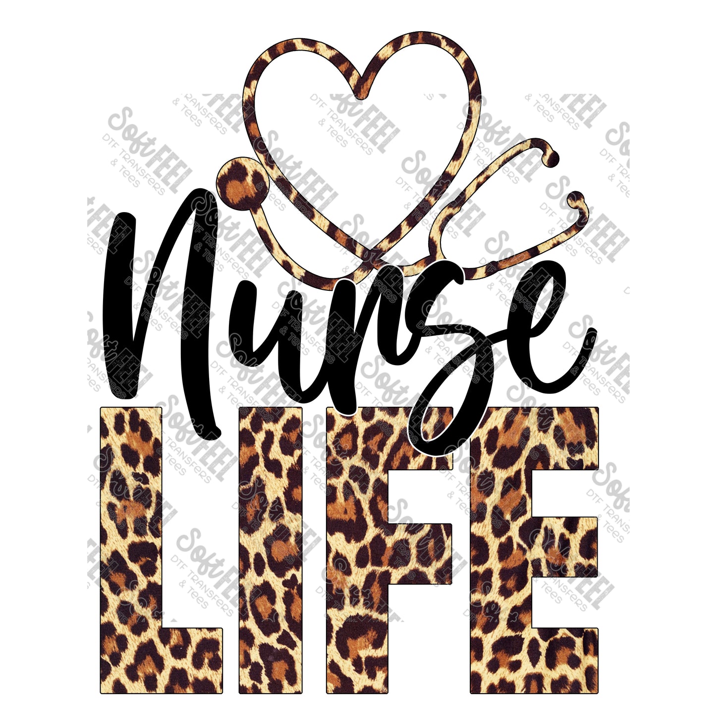 Nurse Life Leopard - Occupations / Nursing - Direct To Film Transfer / DTF - Heat Press Clothing Transfer