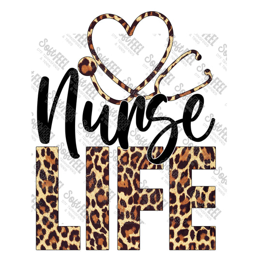 Nurse Life Leopard - Occupations / Nursing - Direct To Film Transfer / DTF - Heat Press Clothing Transfer