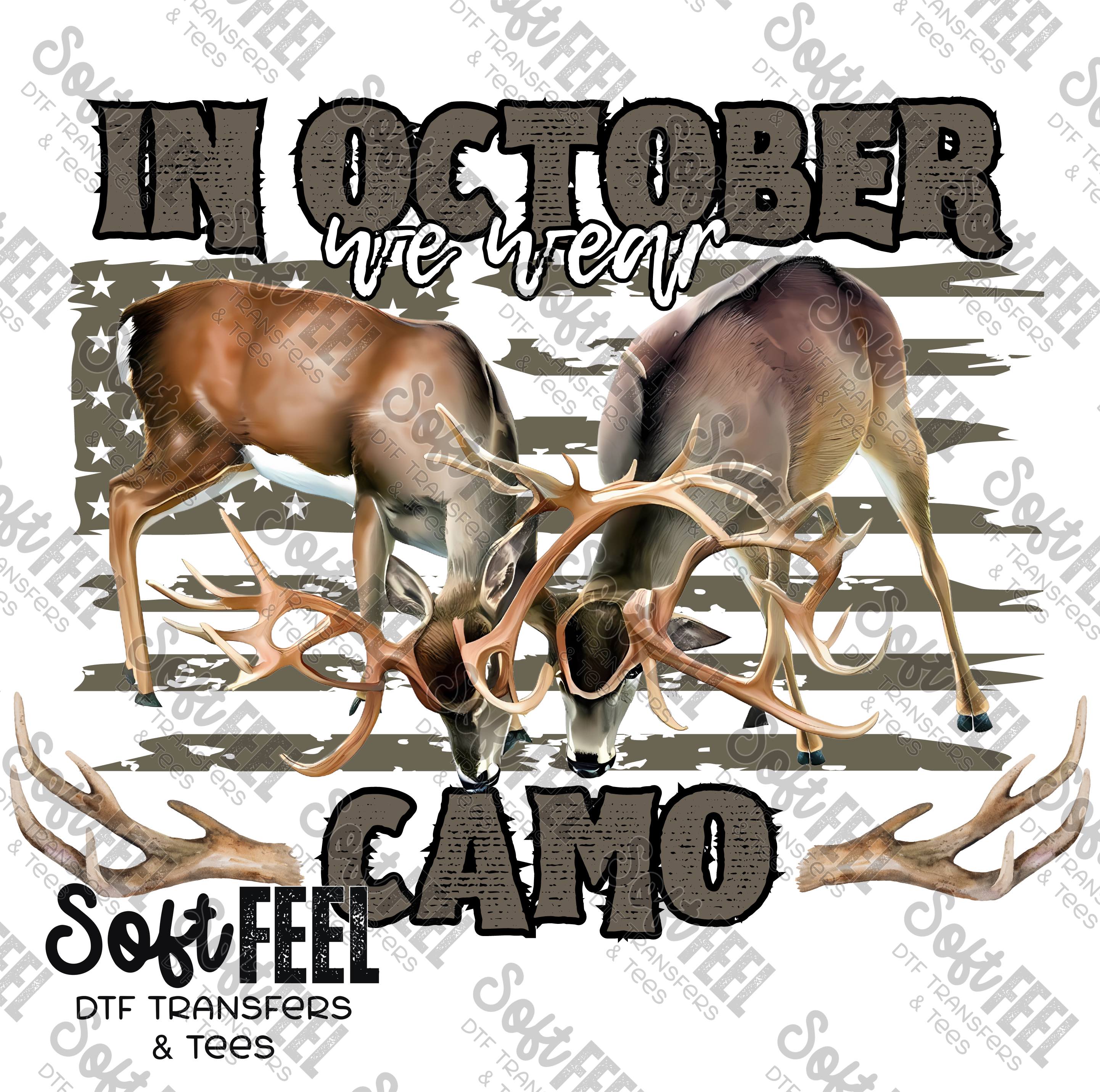 October We Wear Camo - Hunting - Direct To Film Transfer / DTF - Heat Press Clothing Transfer