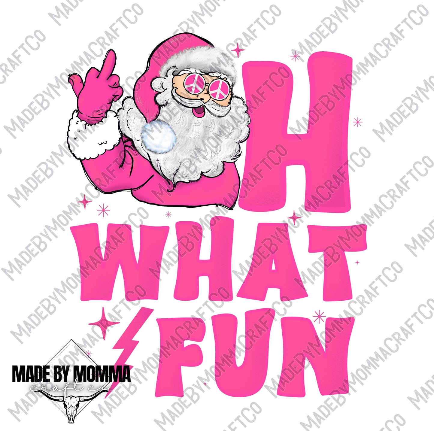 Oh What Fun Santa Pink - Christmas - Cheat Clear Waterslide™ or White Cast Sticker