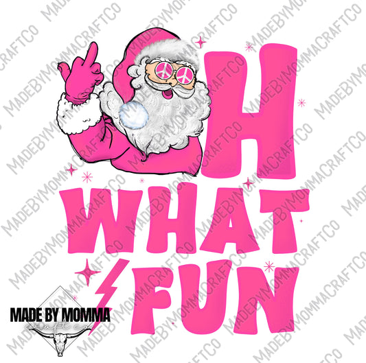 Oh What Fun Santa Pink - Christmas - Cheat Clear Waterslide™ or White Cast Sticker