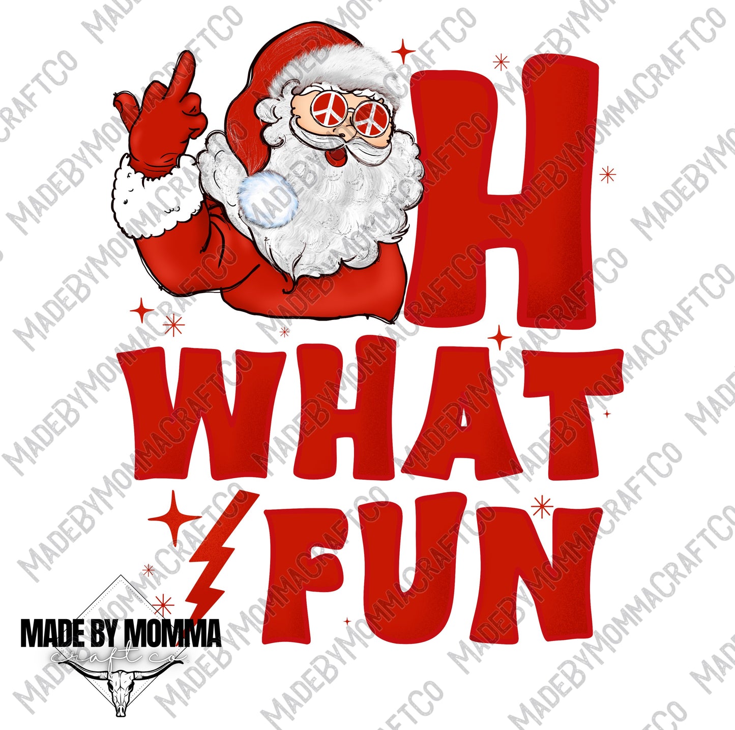 Oh What Fun Santa Red - Christmas - Cheat Clear Waterslide™ or White Cast Sticker