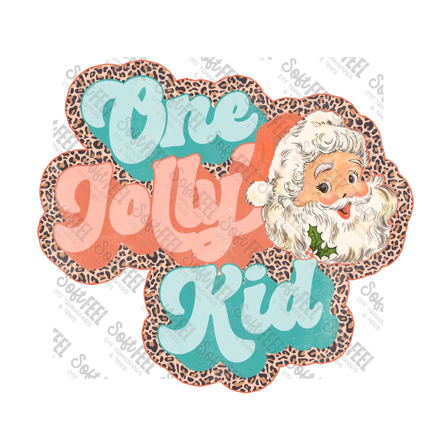 One Jolly Kid Santa - Youth / Christmas / Retro - Direct To Film Transfer / DTF - Heat Press Clothing Transfer