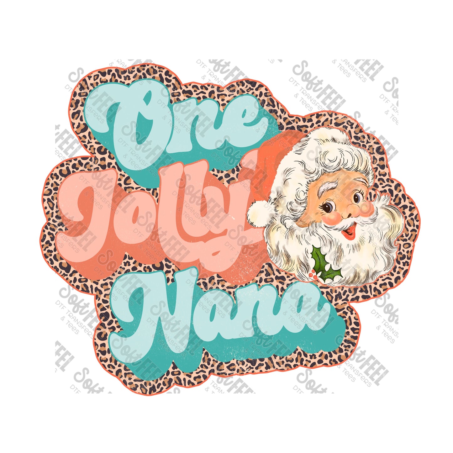 One Jolly Nana Santa - Christmas / Retro - Direct To Film Transfer / DTF - Heat Press Clothing Transfer