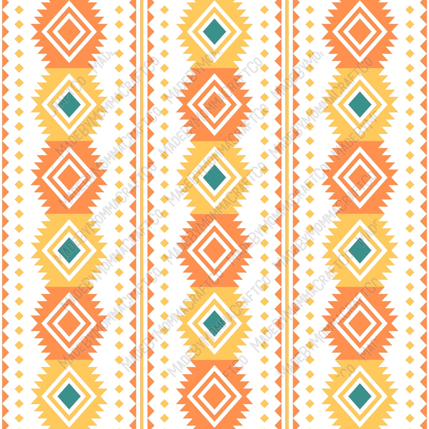 Orange And Yellow Aztec Patterns 3 - Vinyl Or Waterslide Seamless Wrap