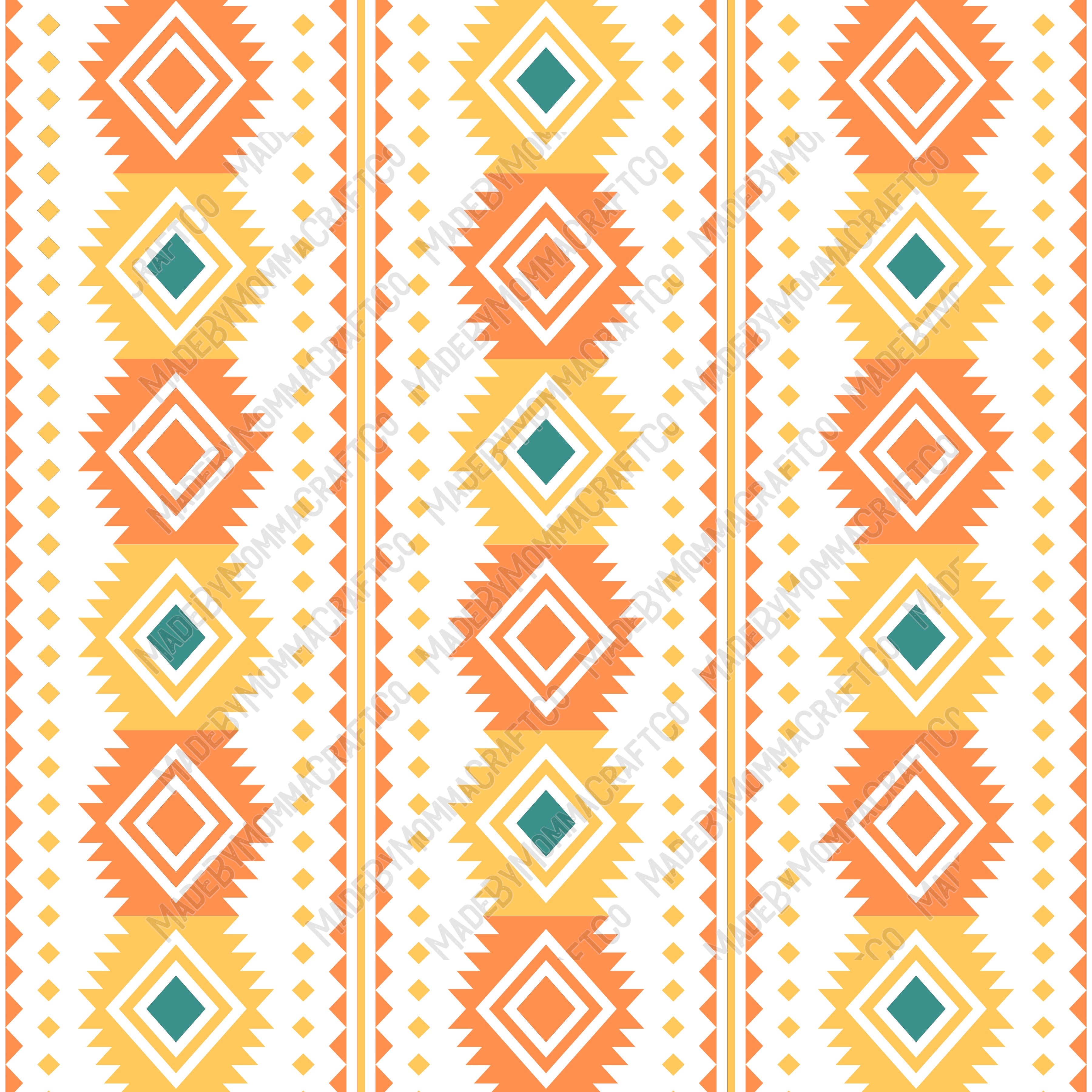 Orange And Yellow Aztec Patterns 3 - Vinyl Or Waterslide Seamless Wrap