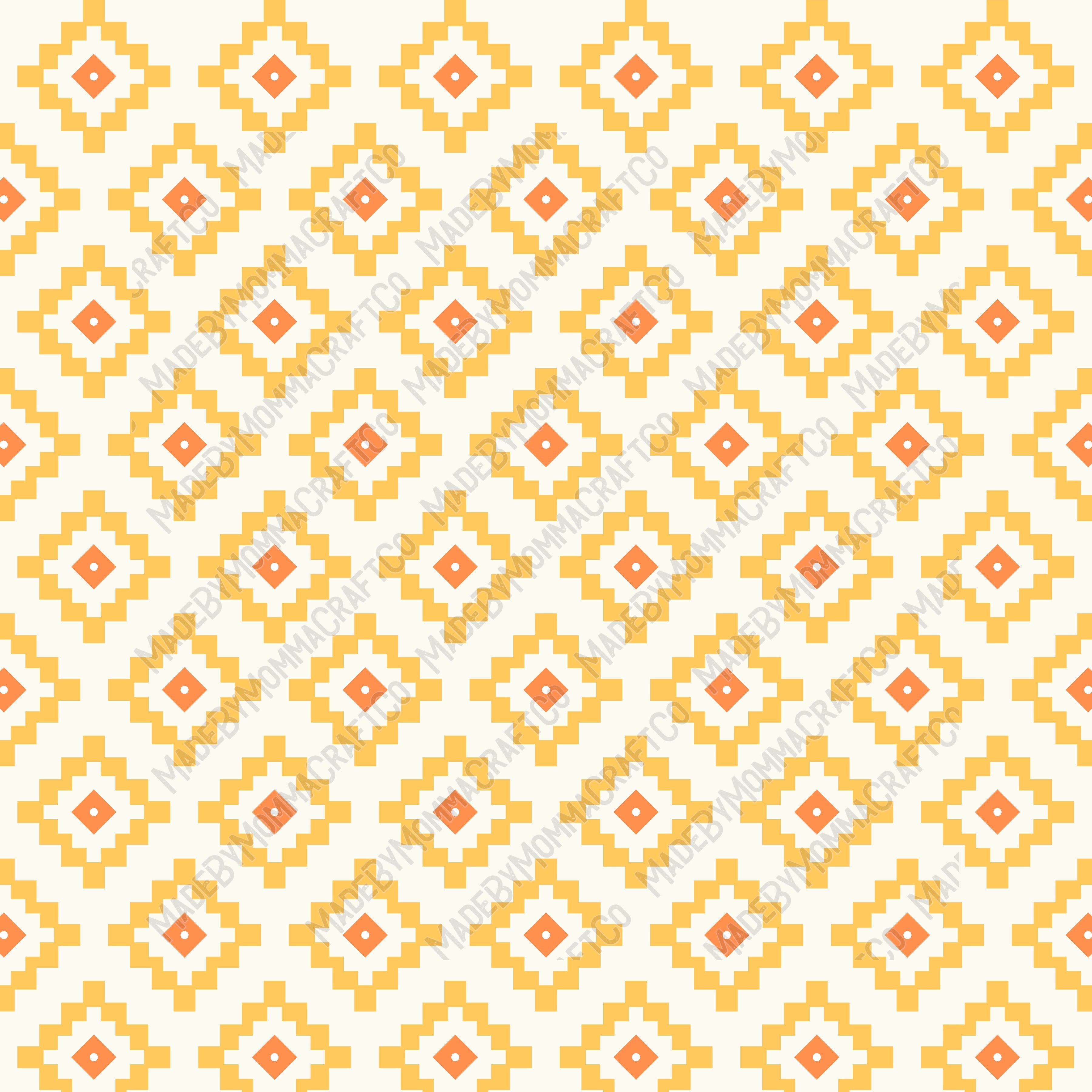 Orange And Yellow Aztec Patterns 4 - Vinyl Or Waterslide Seamless Wrap