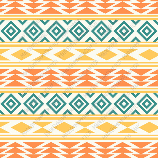 Orange And Yellow Aztec Patterns 5 - Vinyl Or Waterslide Seamless Wrap