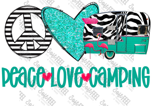 Peace Love Camping Camper - Women's - Direct To Film Transfer / DTF - Heat Press Clothing Transfer