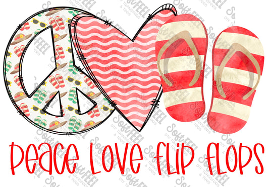 Peace Love Flipflops - Women's / Summer / Youth - Direct To Film Transfer / DTF - Heat Press Clothing Transfer