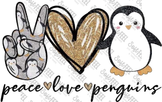 Peace Love Penguins - Women's / Youth - Direct To Film Transfer / DTF - Heat Press Clothing Transfer