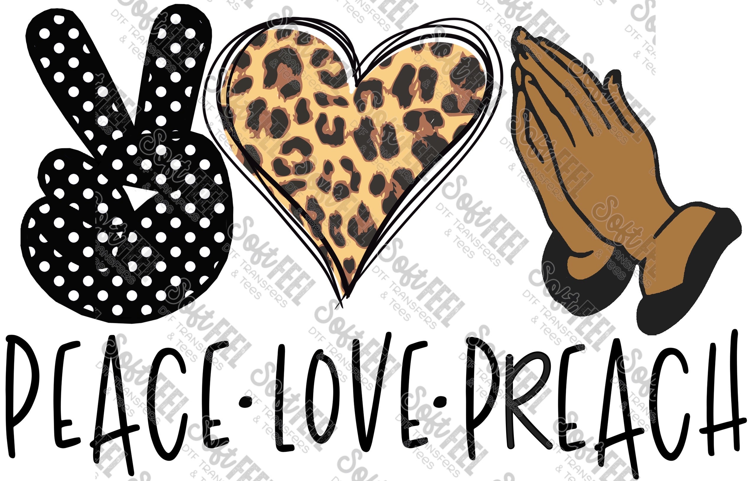 Peace Love Preach - Women&#39;s / Christian - Direct To Film Transfer / DTF - Heat Press Clothing Transfer