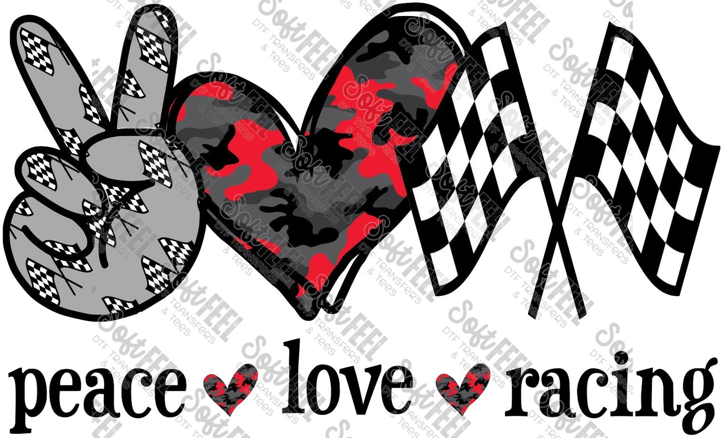 Peace Love Racing - Women's / Sports - Direct To Film Transfer / DTF - Heat Press Clothing Transfer