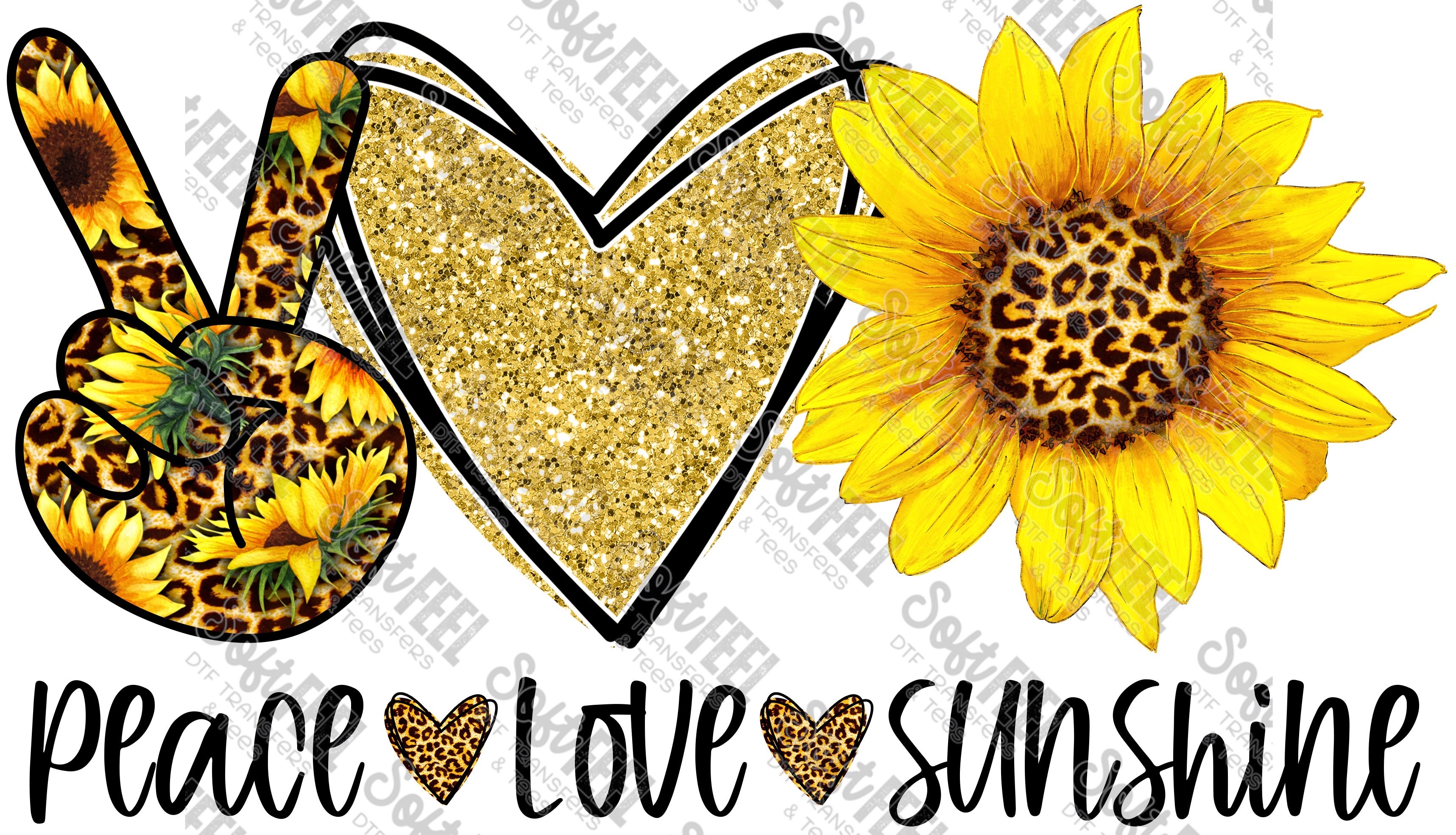 Peace Love Sunshine Leopard - Women&#39;s - Direct To Film Transfer / DTF - Heat Press Clothing Transfer