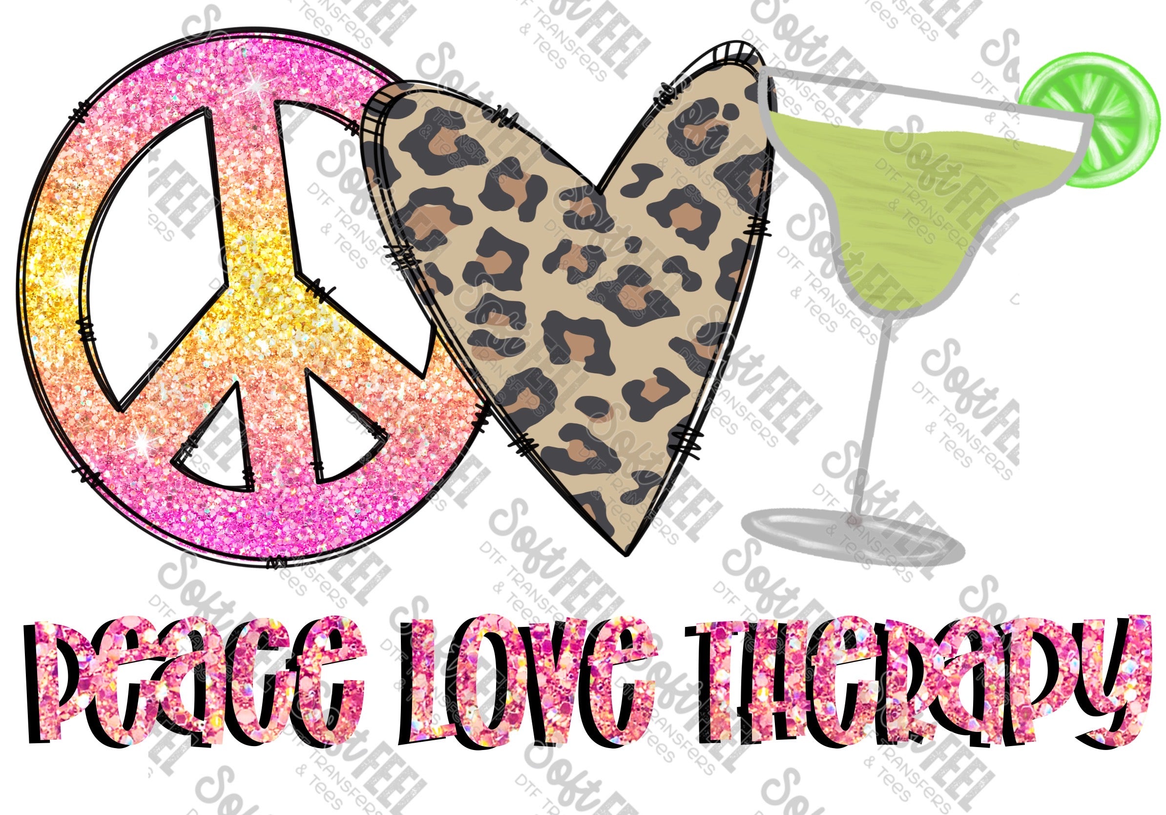 Peace Love Therapy - Women&#39;s - Direct To Film Transfer / DTF - Heat Press Clothing Transfer