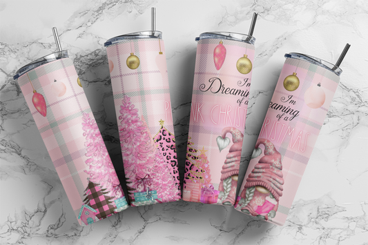Pink Christmas Gnomes - Sublimation or Waterslide Wrap - 20oz and 30oz