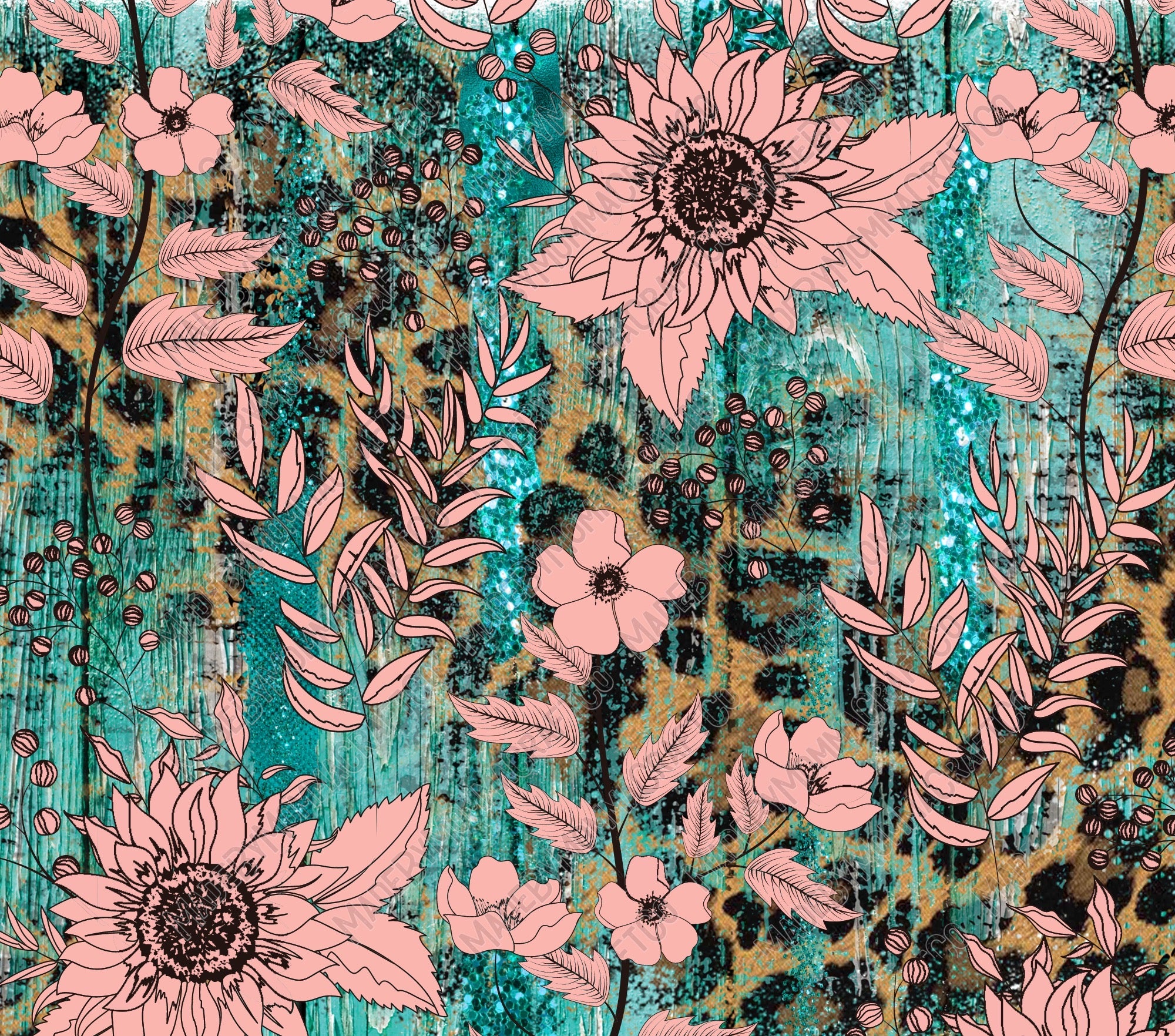 Pink Floral Leopard - Vinyl Or Waterslide Seamless Wrap